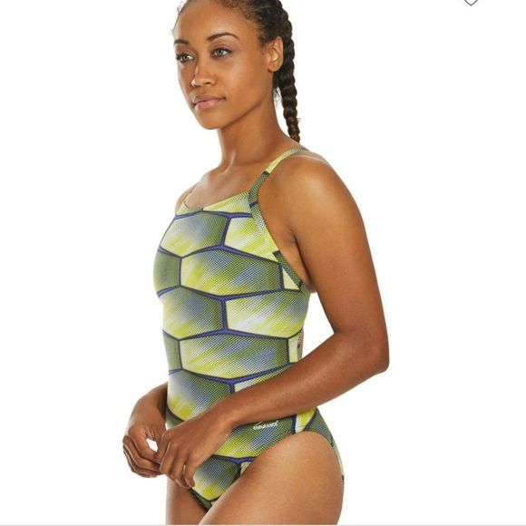 Speedo Endurance+ Women's Shell Shock Flyback One Piece Swimsuit SIZE 24 - Picture 6 of 7